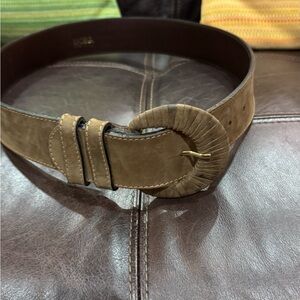 Vintage Dora Elegant olivish brown tan Leather Belt - Made in Italy - Size M